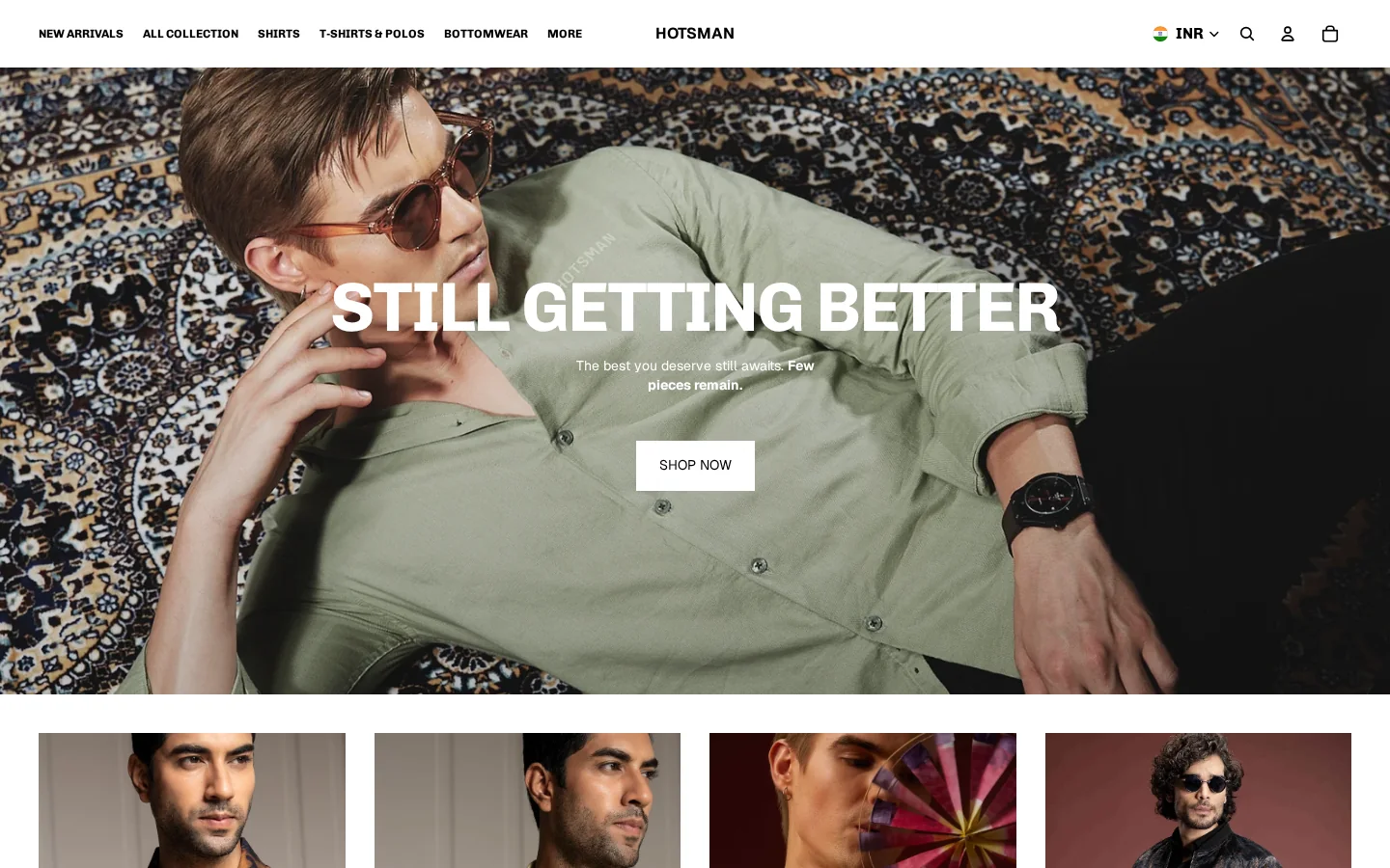 The Hotsman ecommerce website homepage